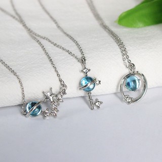 เครื่องประดับคอผู้หญิง สไตล์เกาหลี จี้ดาวเคราะห์แต่งเพชร มีทั้งแบบสีเงินและสีทอง สร้อยคอ สร้อย