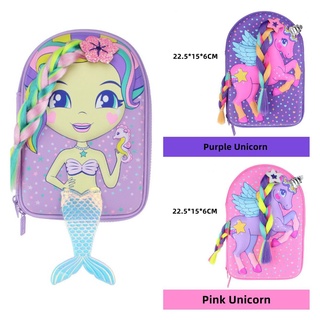 SMIGGLE กล่องเครื่องเขียน เนื้อแมตต์ ลายนางเงือก ยูนิคอร์น สําหรับคู่รัก