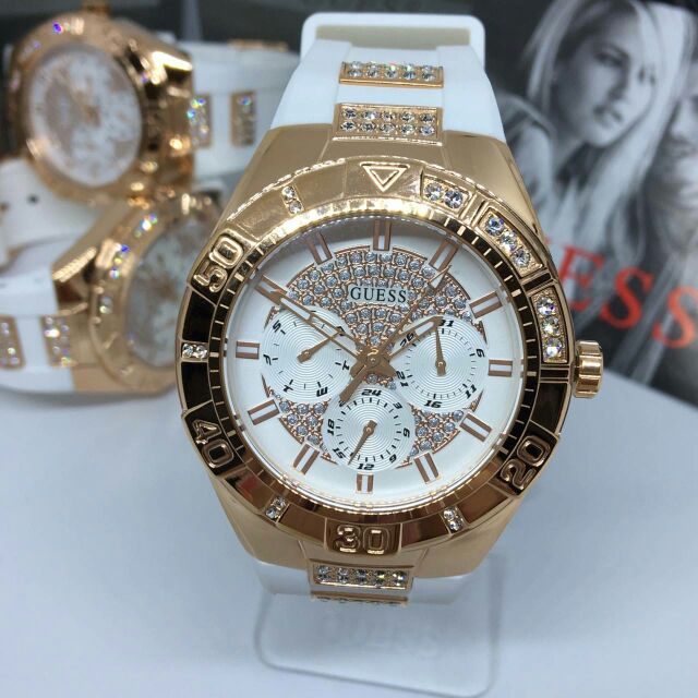 New guess watch silicone rose gold tone