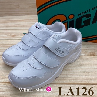 GiGa รุ่นLA 126 รองเท้าผ้าใบ  แบบหนังติดเทป (36-41) สีขาว