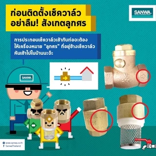SANWA เช็ควาล์วทองเหลือง สวิงเช็ควาล์ว 1/2'' - 1''
