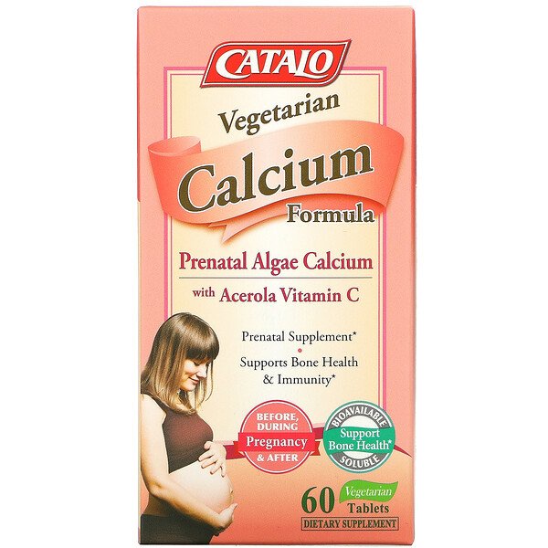 Catalo Naturals, Vegetarian Calcium Formula, Prenatal Algae Calcium, 60 Vegetarian Tablets แคลเซี่ยม