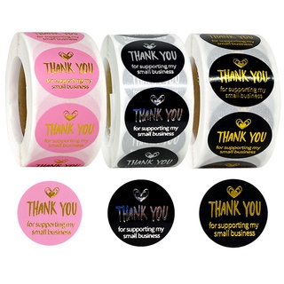 สติกเกอร์ตราประทับ Thank You ขนาดเล็ก 1 นิ้ว สีทอง สําหรับติดบรรจุภัณฑ์ เครื่องเขียน 500 ชิ้น