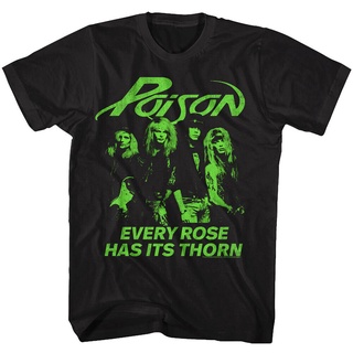 เสื้อยืดคอกลมฤดูร้อนเสื้อยืด พิมพ์ลาย Poison Every Rose Has Its n s Green Rock Band สําหรับผู้ชาย 386237S 4XL