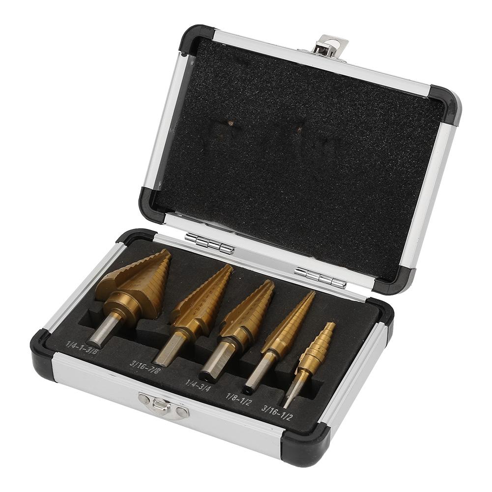 Cutter Handle 5PCS Cone Step Hole Drill HSS Bit Directly Steel Groove ...