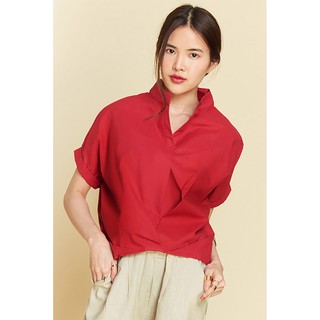 Casual Blouse เสื้อผ้าฝ้ายทอ คอจีน จีบเอว