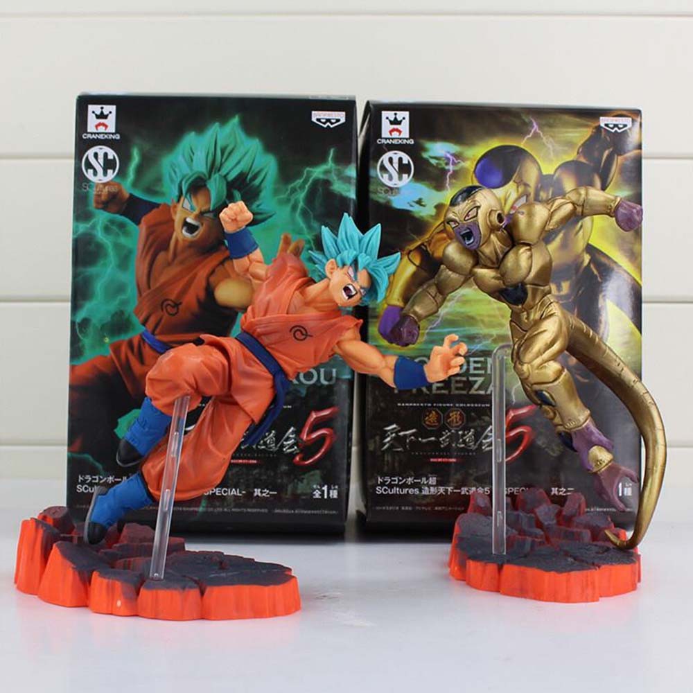 2 ชิ้น/เซ็ต 15 ซม.อะนิเมะ Dragon Ball Super Song Goku Kakarotto Gold Frieza Super Saiyan พระเจ้า Super Saiyan สีฟ้า PVC ตัวเลขการกระทําตุ๊กตาของเล่น