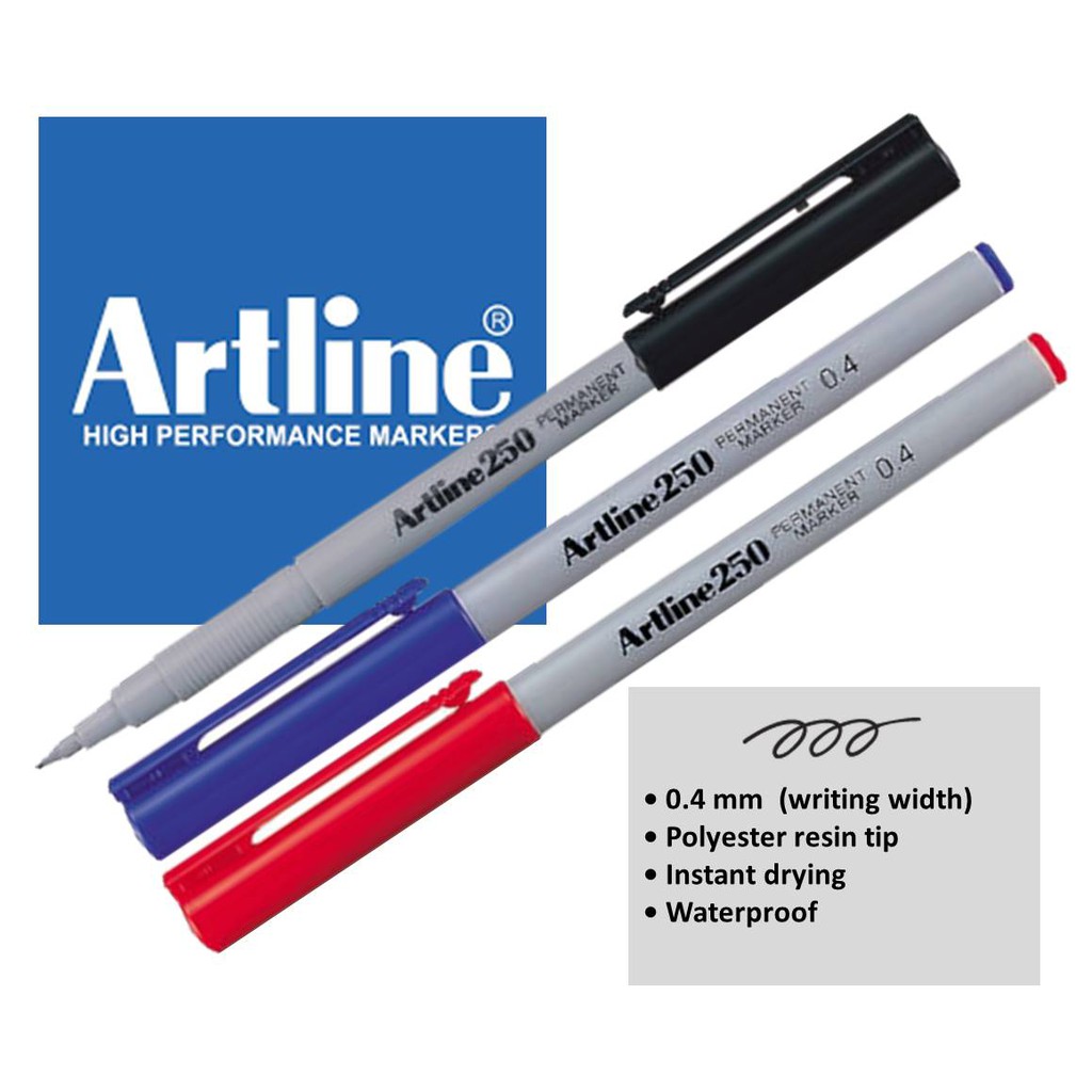 ปากกาเขียนถาวร Artline 250 0.4 EK-250 (ปากกา tulisan kekal Artline)