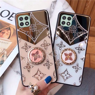 Ready Stock เคสโทรศัพท์ Samsung Galaxy A22 A32 5G A52 A72 A42 A12 A02 M12 M02 S21 Plus Ultra Casing Fashion Diamond Clover With Ring Bracket Stand Holder Ins Luxury Acrylic Hard Case for SamsungA22 เคส