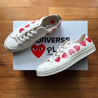 Converse x Comme des garcons multi heart สีขาว