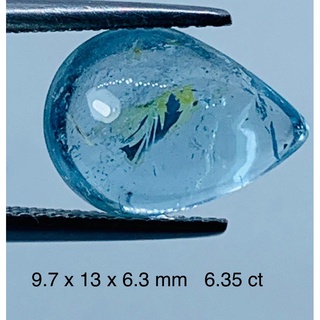 6.35 ct อะความารีน แท้ ธรรมชาติ Natural Aquamarine Pear Cabochon Loose Gemstone For Fine Jewelry