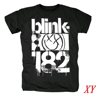 Xy Blink182 เสื้อยืดคอกลม แขนสั้น พิมพ์ลายวงร็อคพังก์ สีดํา