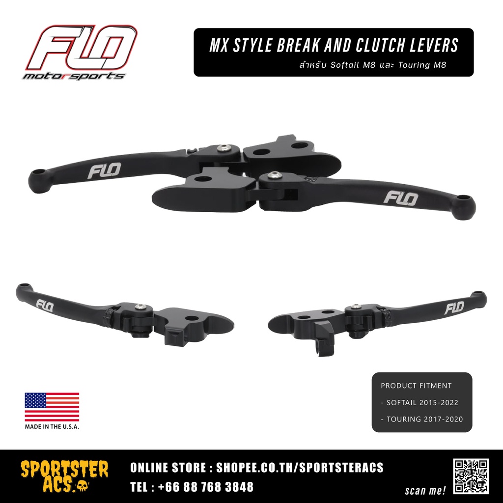 FLO - MX STYLE LEVERS สำหรับ Harley Softail Touring