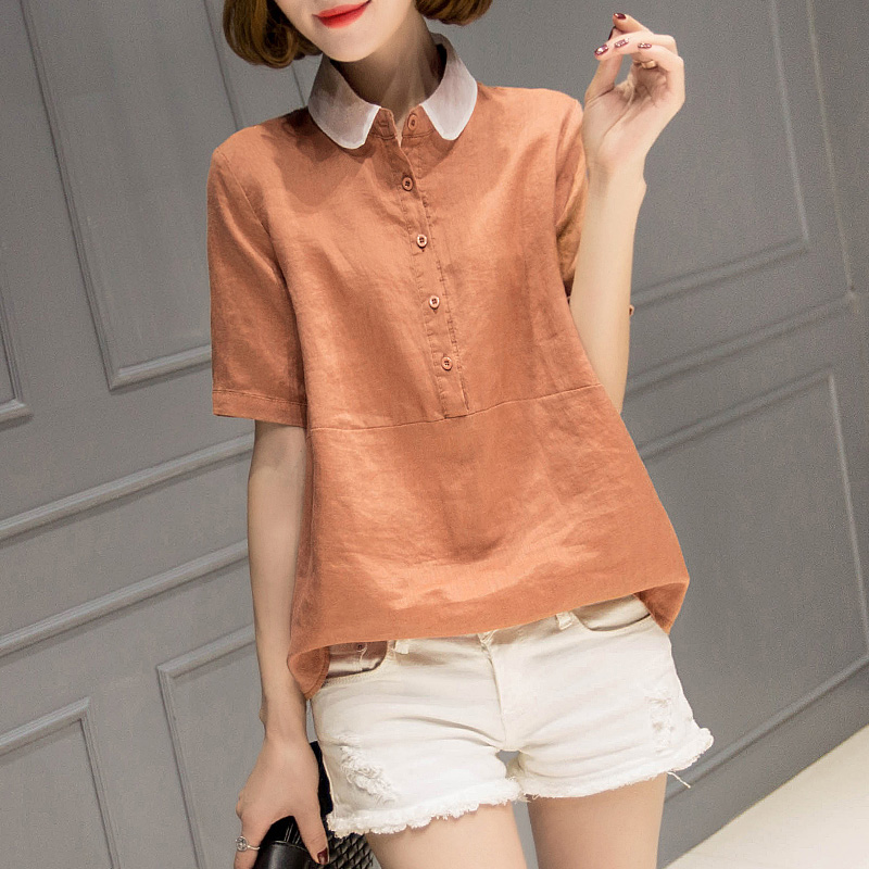 เสื้อผ้าแฟชั่นผู้หญิง แขนสั้น สื้อเชิ้ต ไซส์ใหญ่ ลำลอง หลวม เสื้อสวย ๆ
