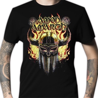 เสื้อยืดคอกลมเสื้อผ้าฝ้าย 100% พิมพ์ลาย Amon Amarth Viking Helmet LHZYS-5XL