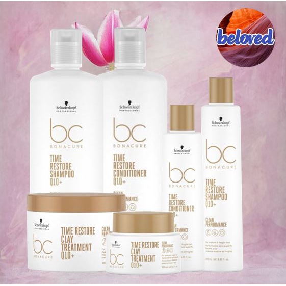 Schwarzkopf BC Q10 Time Restore Shampoo/Conditioner/Treatment/Rejuvenating Spray เหมาะกับผมแห้ง เปราะ ขาดง่าย