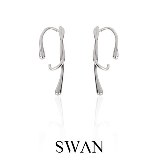 SWAN - Lara Twist Earring  ต่างหูเจาะเงินแท้ ดีไซน์เหมือนใส่สองรู เงินเกลี้ยง