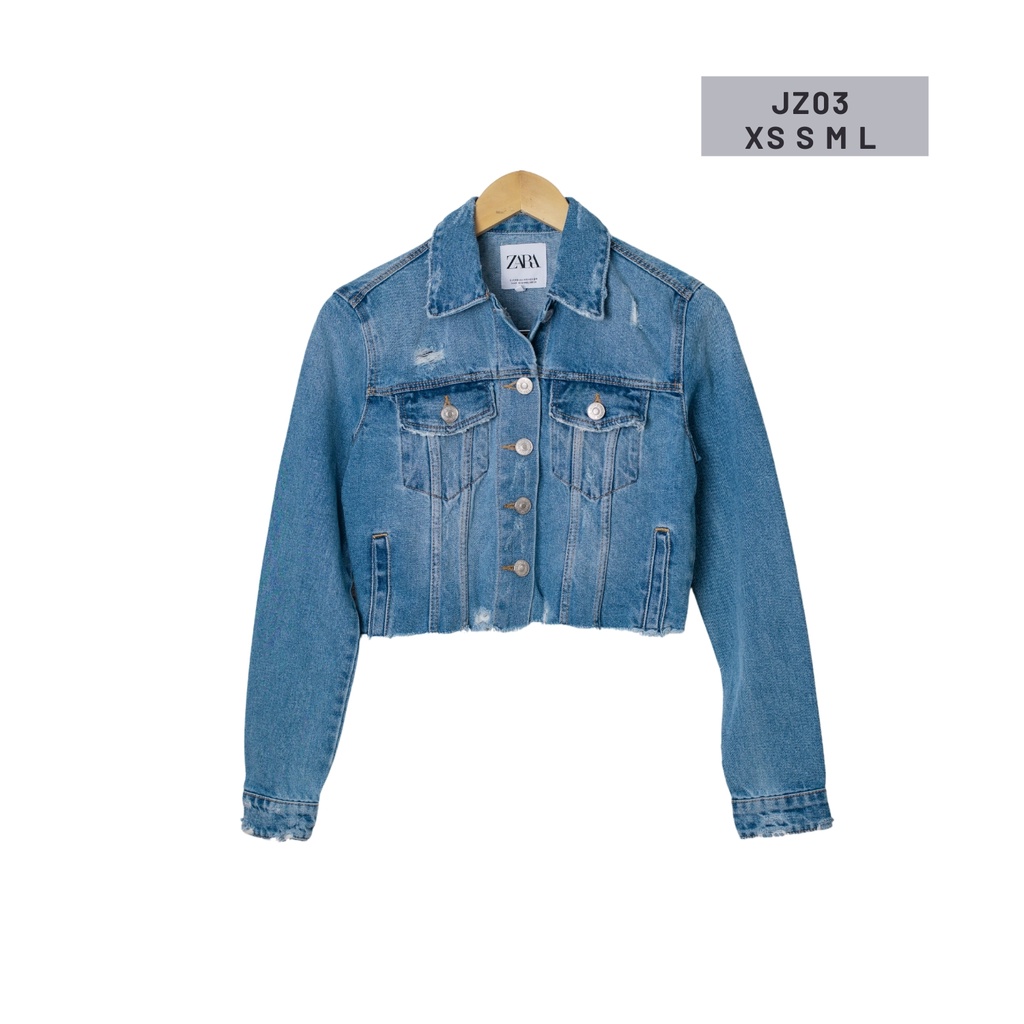 เสื้อแจ็คเก็ตยีนส์ JACKET ZARA สะกิดขาด แต่งชายเสื้อ แบรนด์แท้ มือ1