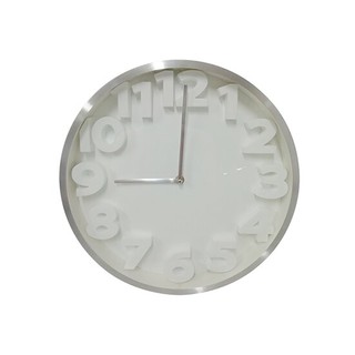  นาฬิกาแขวนผนังอะลูมิเนียม 3D รุ่น EG7765C-WT ขนาด 35.4 x 35.4 x 6 ซม. สีขาว HOME 3D Aluminum Wall Clock EG7765C-WT Size