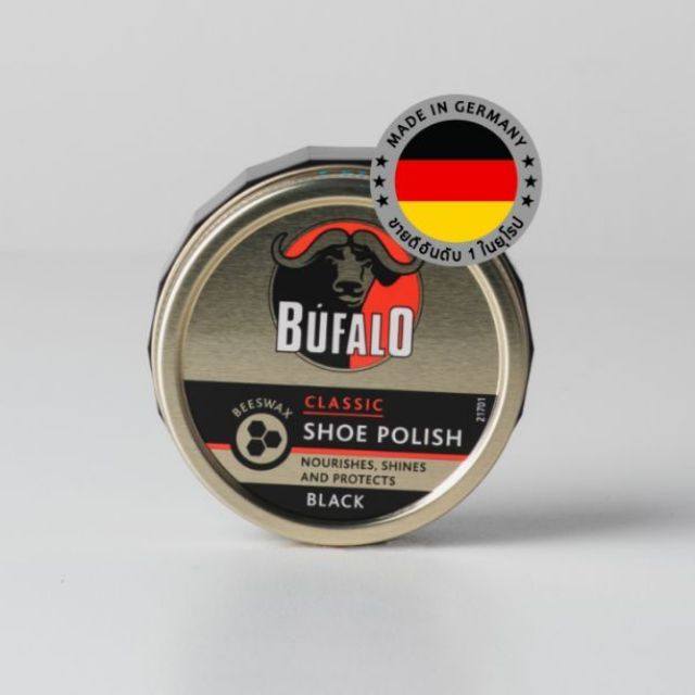 BUFALO Shoe Polish บัฟฟาโล่ ขี้ผึ้งขัดเงารองเท้าหนัง (สีดำ) 75 มล.