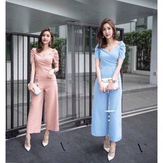 hbstation.shop เสื้อผ้าผู้หญิง Jumpsuit สีโอรส ฟ้า พร้อมส่ง