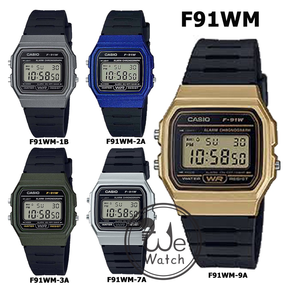 CASIO ของแท้ 💯% รุ่น F91WM นาฬิกาผู้ชาย สุดทน สุดแกร่ง สายเรซิ่น มี 5 สี พร้อมกล่องและประกัน 1ปี F-9