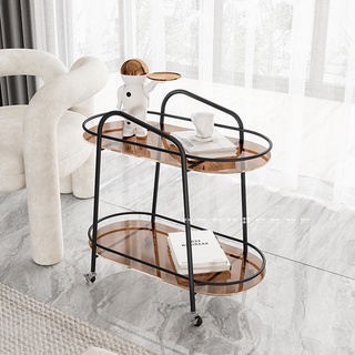 โต๊ะข้างโซฟา ชั้นวางของ Nordic light luxury sofa side trolley rack home