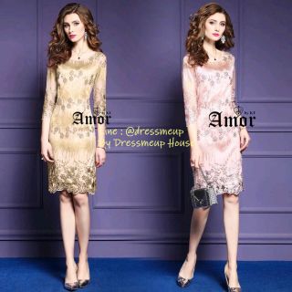 ชุดออกงาน ชุดเดรสลูกไม้ ชุดราตรี 305 # ✨✨Amor Glamorous Lady Embroidery