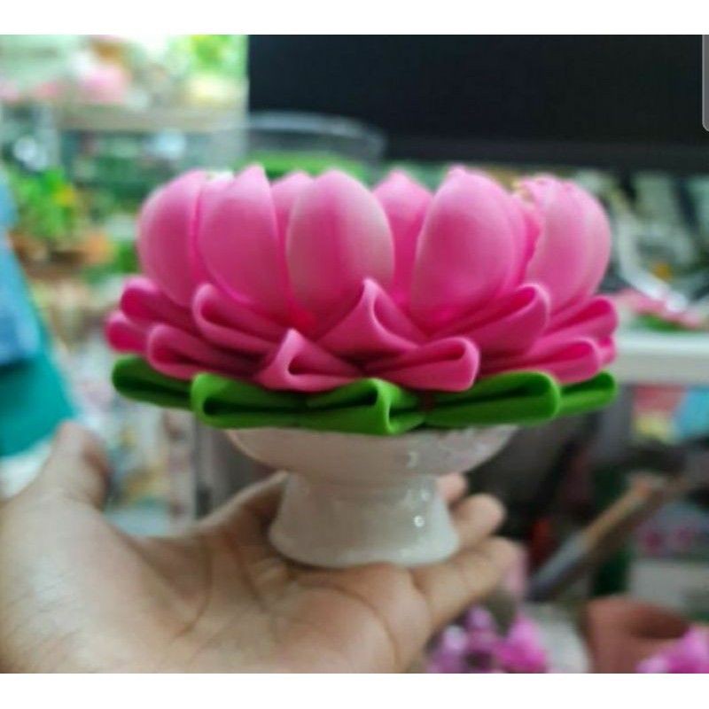 พานกว้าง 3 นิ้ว สำหรับรองดอกบัว 3 นิ้ว/ราคาเฉพาะพาน ไม่รวมดอกบัว - รูปที่ 3