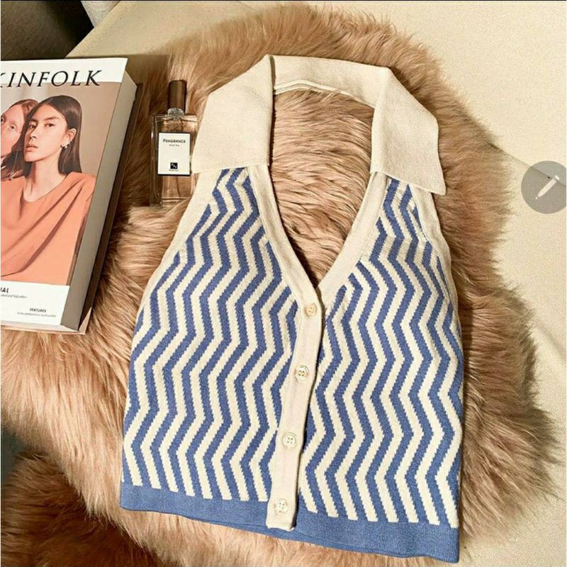 New knitting Top wth Tag!! 💙เสื้อคอปกคล้องคอแซ่บๆ ไหมพรม