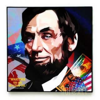 Abraham Lincoln #2 อับราฮัม ลินคอล์น อดีต President ประธานาธิบดีสหรัฐอเมริกา USA รูปภาพ​ติด​ผนัง ​pop​ art กรอบรูป