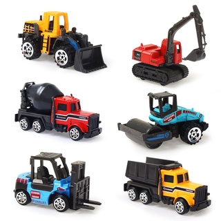 6 ชิ้น เด็ก หลากสี วิศวกรรม ยานพาหนะ ก่อสร้าง รถบรรทุกจําลอง Diecast โมเดลรถของเล่น ของขวัญสําหรับเด็ก