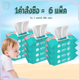 กระดาษเปียก ทิชชู่เปียกสําหรับเด็ก Baby Wipes 1ห่อ/80แผ่น ออ…