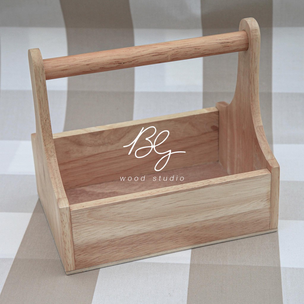 ที่ใส่เครื่องปรุงมีหูหิ้ว ไม้ยางพารา by BG WOOD STUDIO