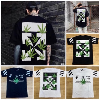 Off-White Crewneck Top Cannabis ☘️🍃 กัญชา. งานสวย. หน้าจอที่ชัดเจน 🔥S-5xl