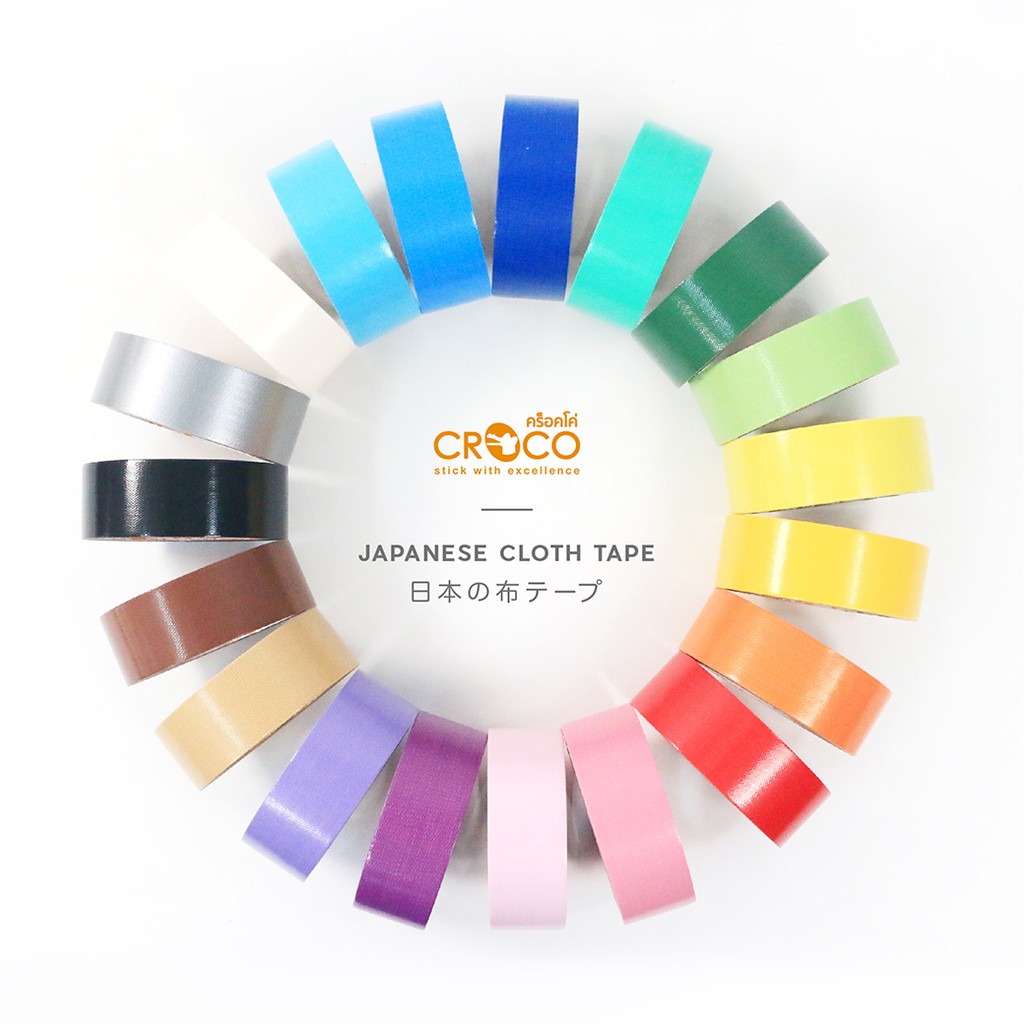 เทปผ้า CROCO J+ เทคโนโลยีญี่ปุ่นกาวไม่เยิ้ม 36มม.x10หลา เนื้อเงา