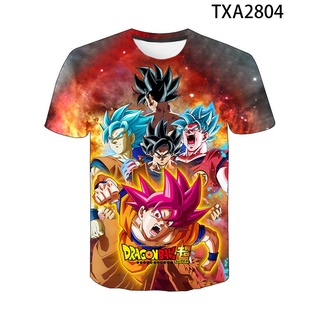 เสื้อยืดแขนสั้นลําลอง พิมพ์ลายการ์ตูน Dragon Ball แฟชั่นฤดูร้อน สไตล์สตรีท สําหรับเด็กผู้ชาย และเด็กผู้หญิง