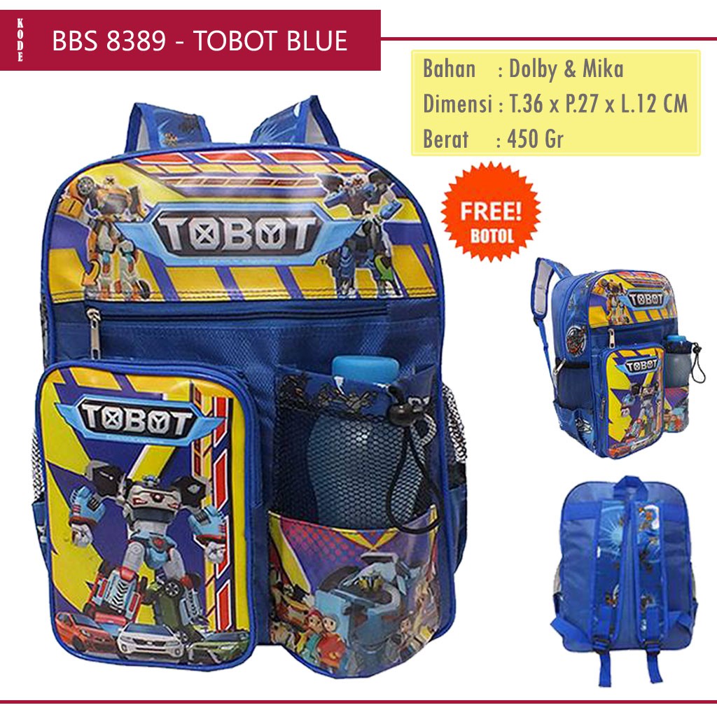 Tobot Elementary School Boys School Backpack / Tobot Robot Character Bag / Boys Backpack BBS-8389