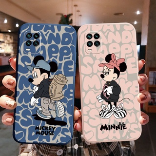 เคสซิลิโคนนิ่ม ขอบตรง ลายมิกกี้ มินนี่เมาส์ สําหรับ Realme C35 C25 C25S C11 C12 C15 C17 7i 7 8 Pro 5 5i 5S 6i C3