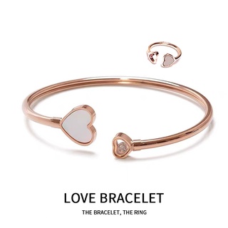 เซ็ตกำไลข้อมือและแหวน WHITE HEART BANGLE ROSEGOLD [09-0007]