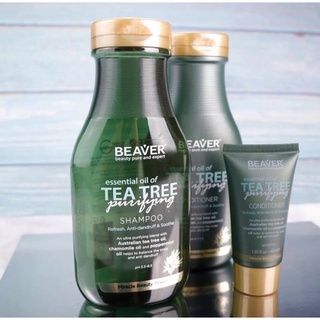 BEAVER TEA TREE 350 ML. แชมพู+ครีมนวดผม ช่วยทำความสะอาดและเพิ่มความแข็งแรง ให้รากผม ขจัดรังแค และ ลดความันที่หนังศรีษะ