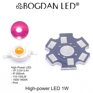 LED High-power 1W PINK แอลอีดีลูกปัดสีชมพู ให้ความสว่างสูงเต็มวัตต์ ความร้อนต่ำ อายุการใช้งานยาวนาน สินค้าพร้อมส่งในไทย