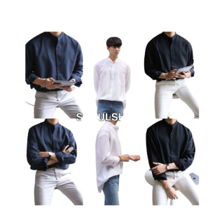 [ลด 50% โค้ด MAMHSIYF] S6: ราคาส่ง เสื้อเชิ้ตคอจีนแขนยาว สีพื้น พร้อมส่ง ไซซ์ M L XL XXL ผ้านิ่มใส่สบายไม่ร้อน