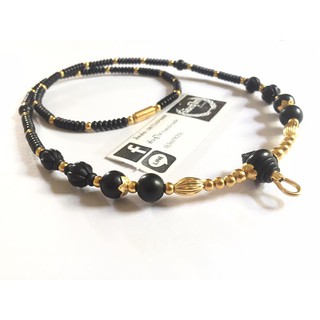 Panthai Handmade สร้อยคอ งานไม้งิ้วดำ&amp;กะลา ทองเลเซอร์