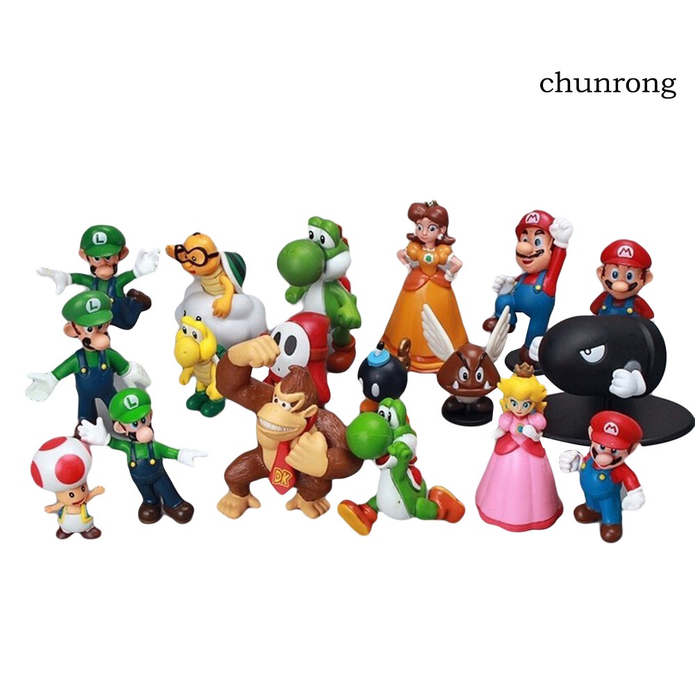 Cr +18Pcs/Set Mini Super Mario Bros Luigi ตุ ๊ กตา PVC ของเล ่ นของขวัญตัวเลข Party Supplies