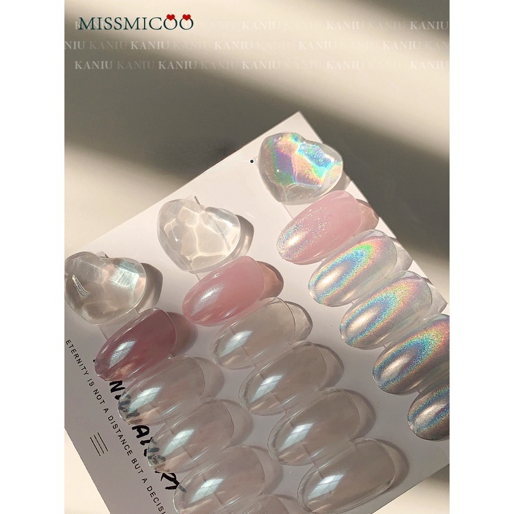 ผงเลเซอร์ สีเงิน สไตล์เกาหลี สําหรับตกแต่งเล็บ