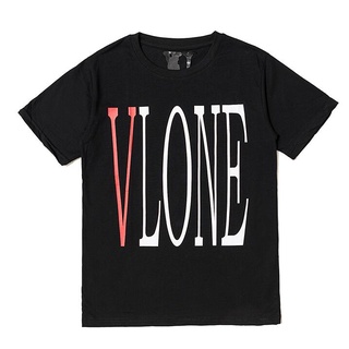 Vlone เสื้อยืดแขนสั้น ผ้าฝ้าย พิมพ์ลาย แฟชั่นสําหรับผู้ชาย และผู้หญิง