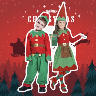 ❤พร้อมส่ง❤ชุดคริสต์มาสสำหรับเด็ก เด็กหญิงและเด็กชายชุดซานตาคลอส คริสต์มาสเอลฟ์คอสเพลย์ กระโปรงแฟนซีคริสต์มาส
