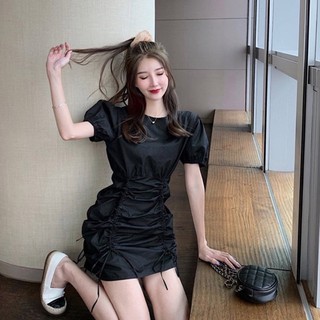 Basic slim dress🖤 เดรสรูดหน้า