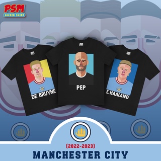 คอลูกเรือPSM เสื้อยืดลายนักฟุตบอล แมนฯ ซิตี้ 2022/23S-5XL